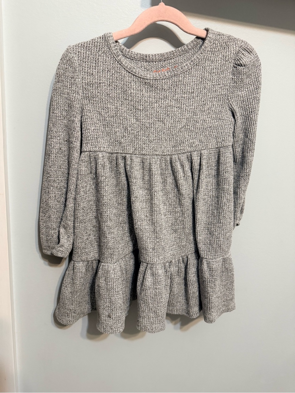 Cat & Jack Gray Heather Knit Tiered Dress - Long Sleeve
